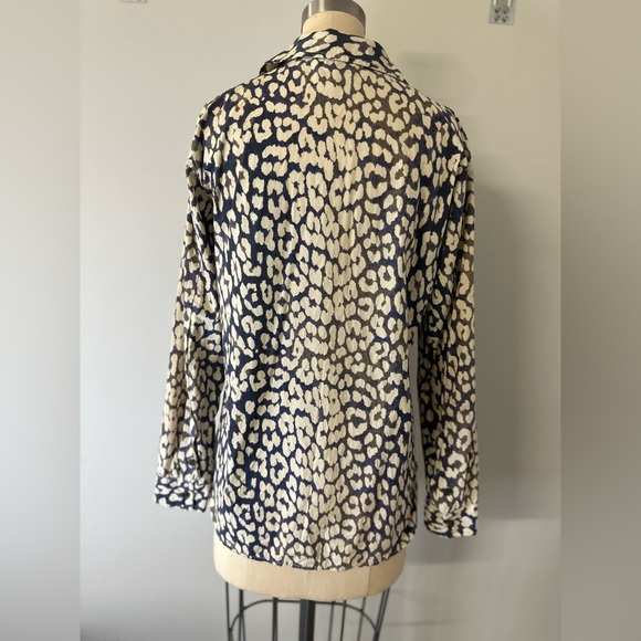 GANNI Leopard Print Long Sleeve Cotton Poplin Shirt | Total Eclipse Sz 36 - Picture 9 of 9